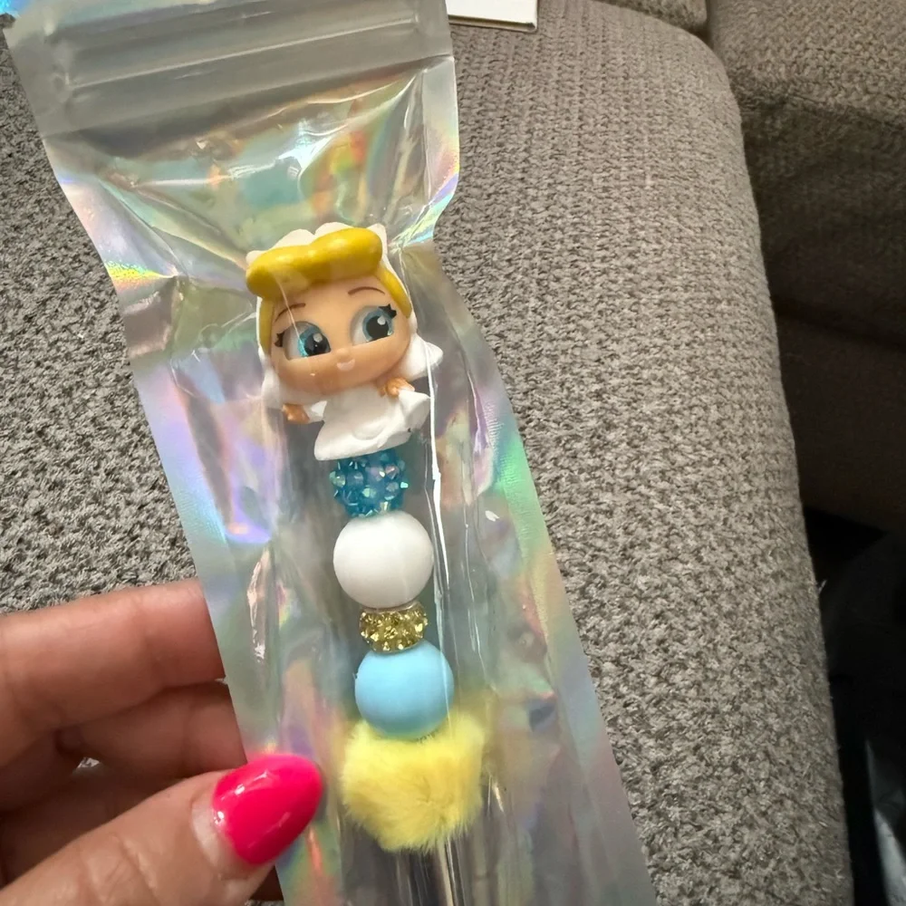 Custom Disney Elsa Blue and Yellow Party Pen with Decorative Character Top